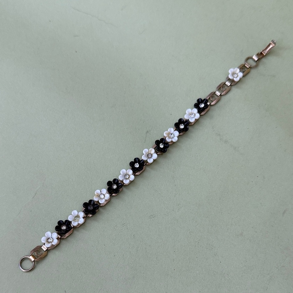Vintage Floral Black and White Bracelet